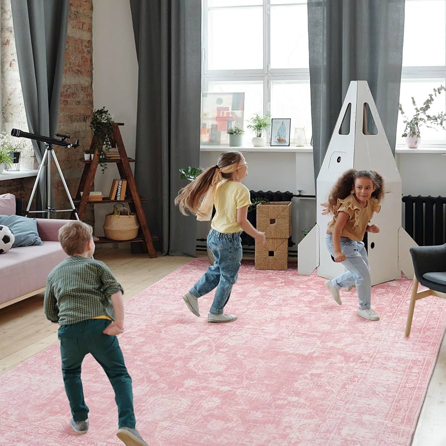 Amazon.com: FROZZUR Boho Pink Area Rug 6x9 Large Vintage Rug for